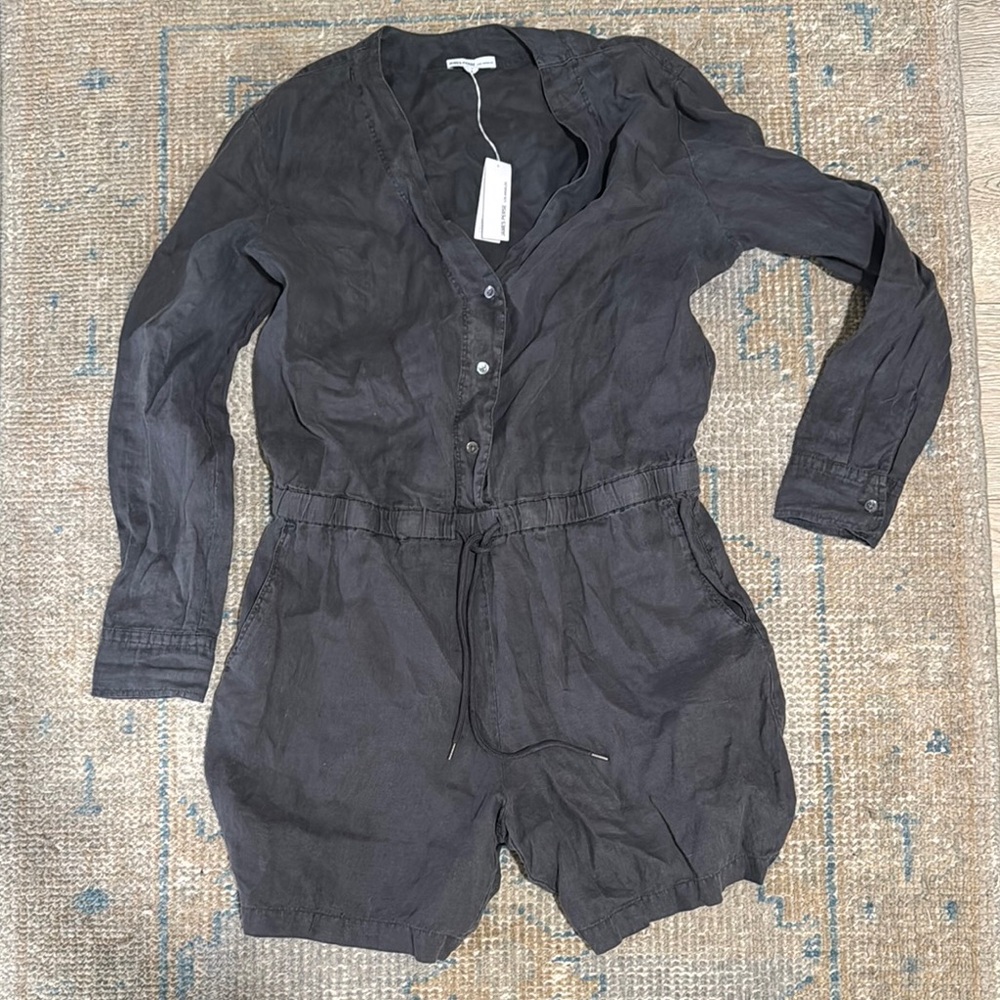 James Perse Charcoal Button-Up Romper - NWT SIZE 2